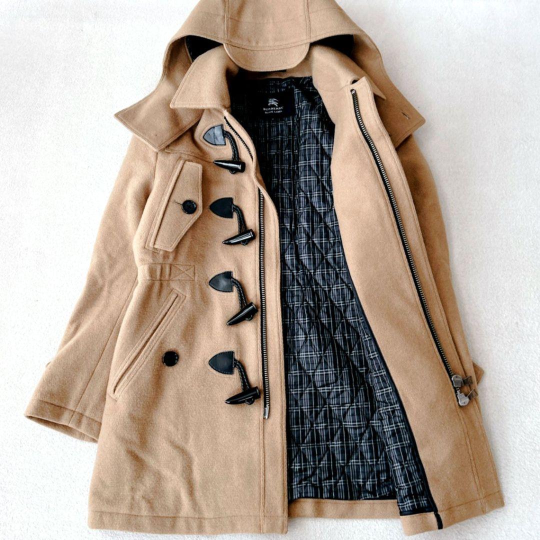 バーバリーブラックレーベル ダッフルコート キルティング キャメル フード着脱可 バーバリーブラックレーベル ダッフルコート キルティング キャメル