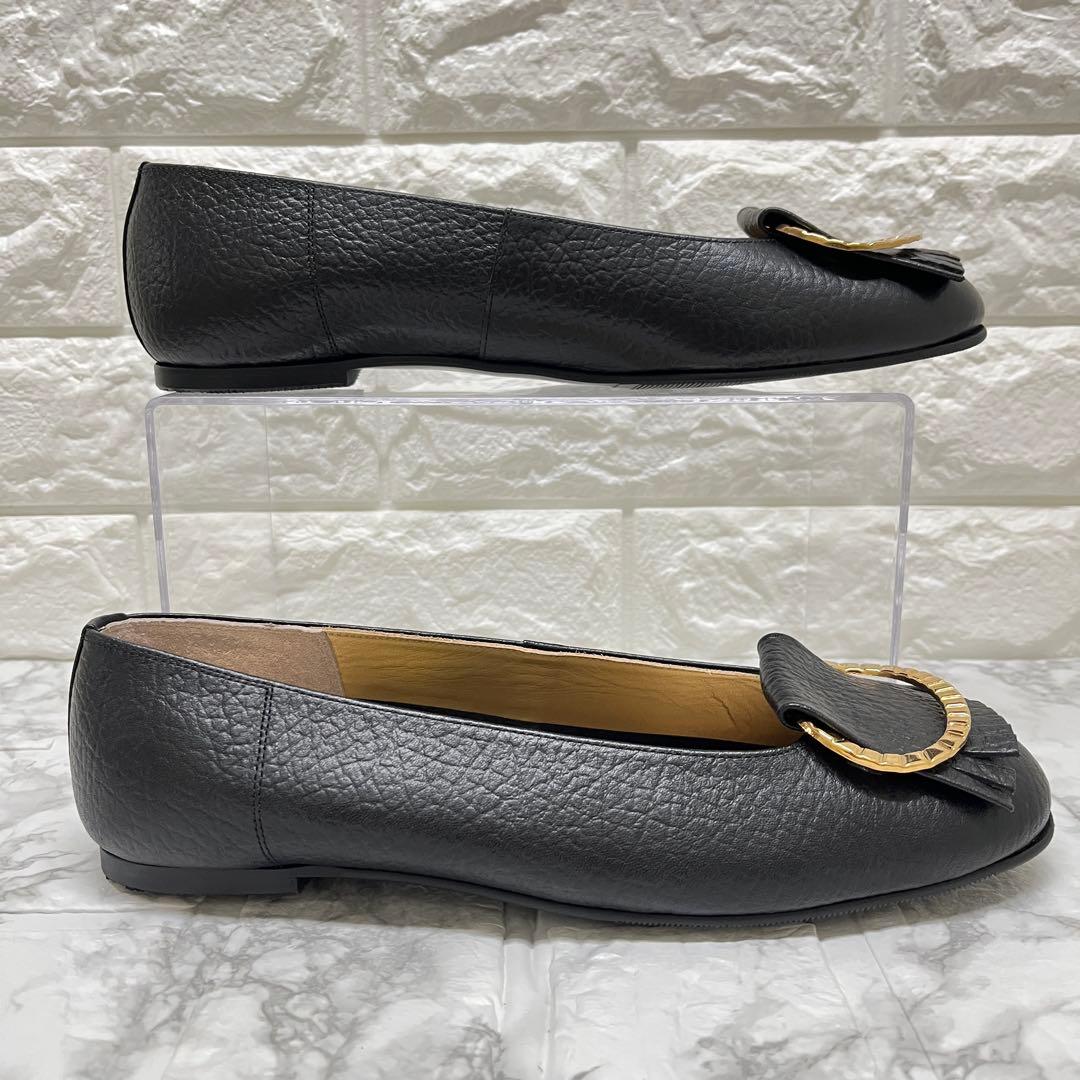 美品✨MIHAMA❣️ミハマフラット 24.5㎝ 黒金具フリンジ - 靴販売 中