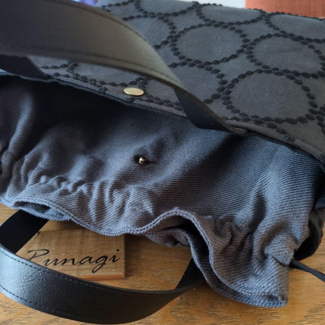 1566】あおりポケットの巾着バッグ＊ミナペルホネン