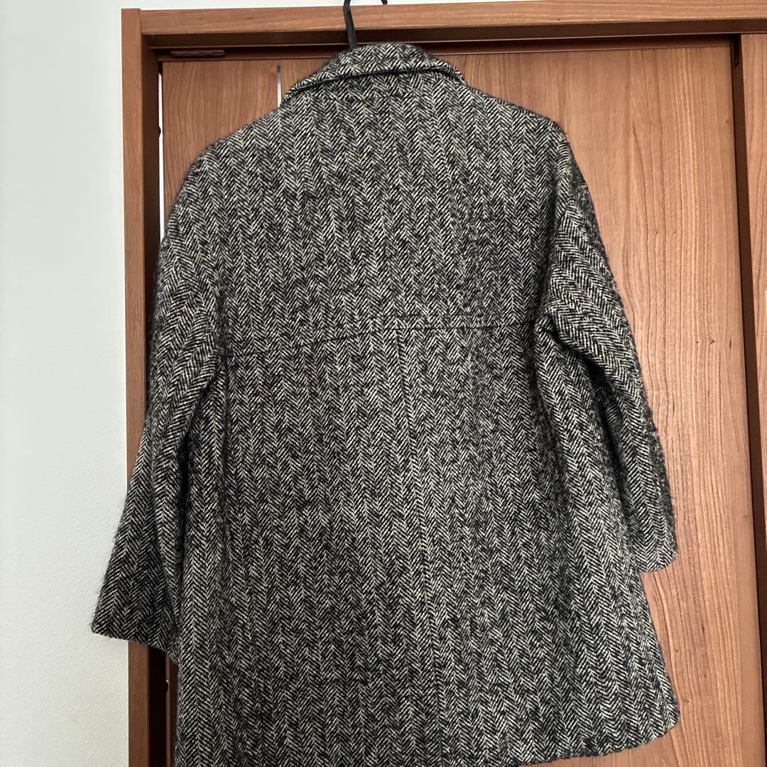 SHIPS ダブルブレスト ツイードコート ヘリンボーン コクーン