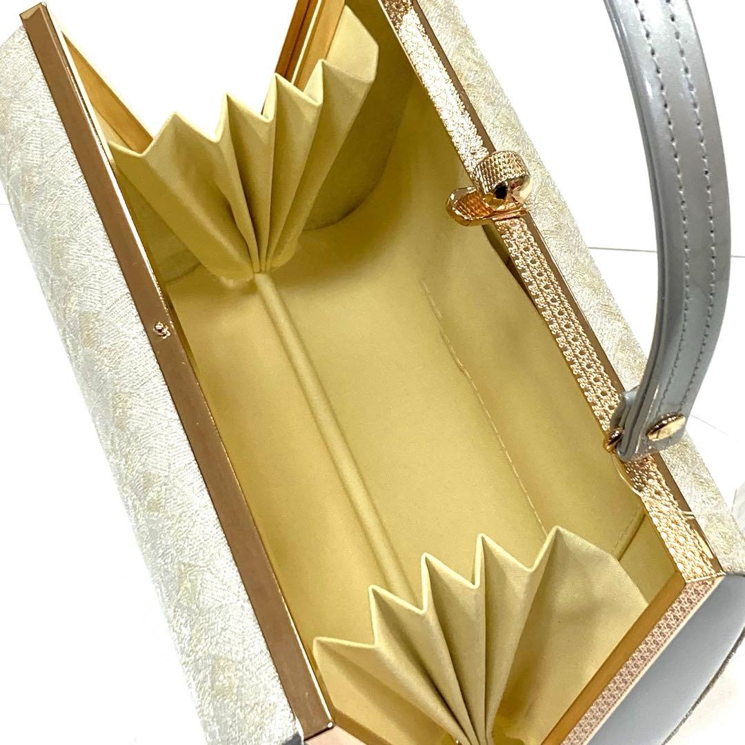 ☆新品未使用☆礼装用佐賀錦シルバー系草履バッグセット フリーサイズ