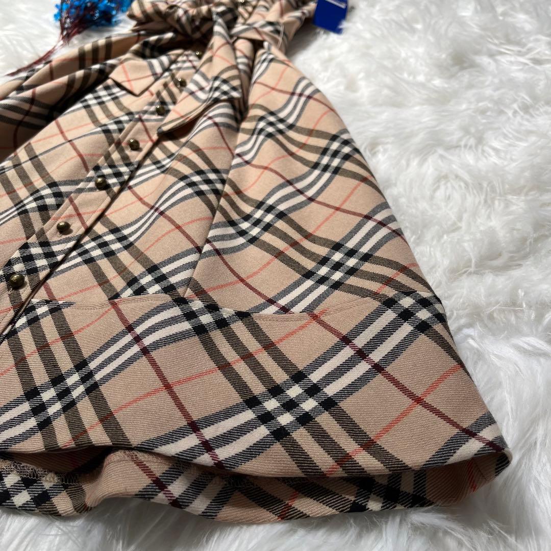 バーバリーブルーレーベル 半袖 ワンピース ノバチェック 襟付き A