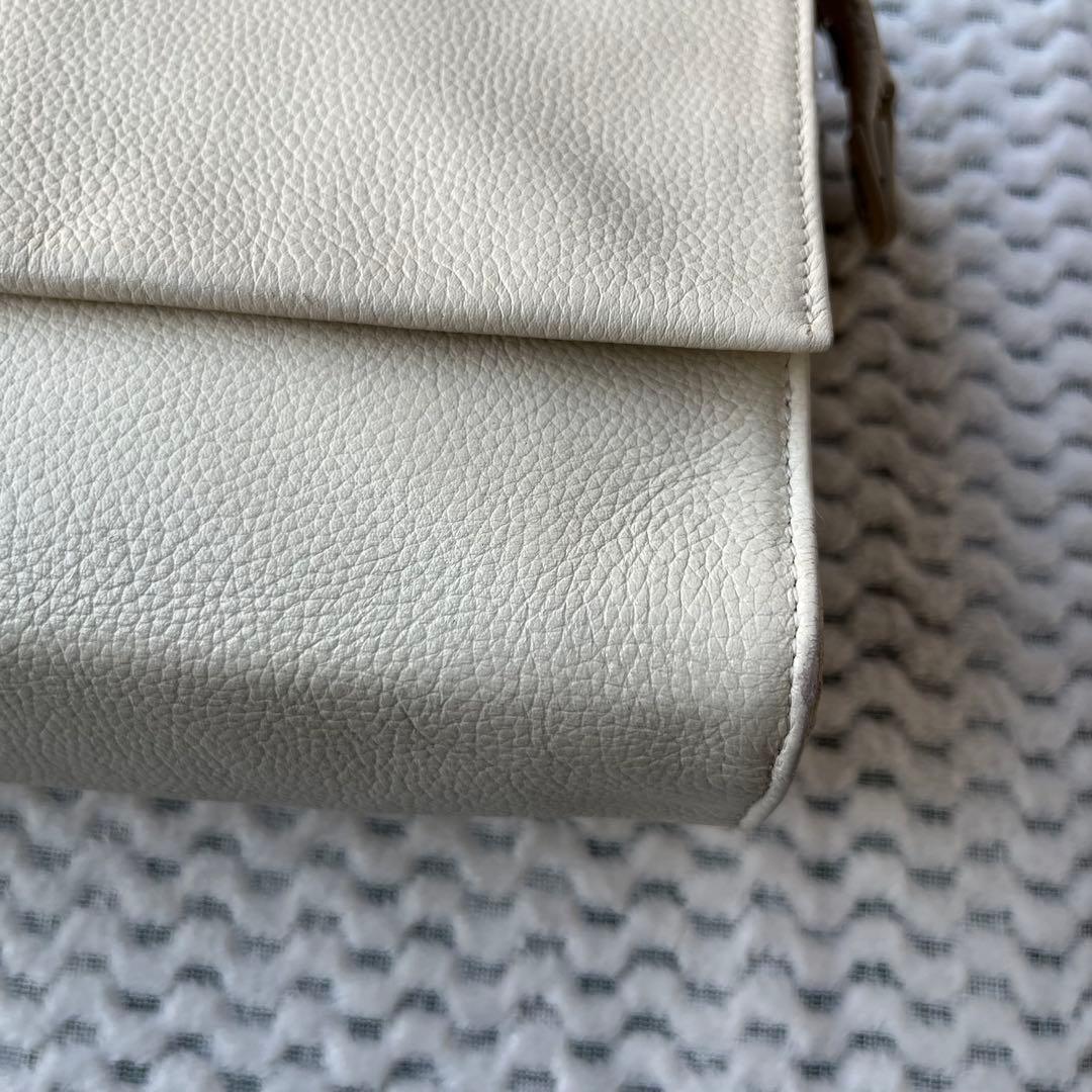 販売終了品 イアパピヨネ 《本革》柄ワイドテープショルダーバッグ ホワイト