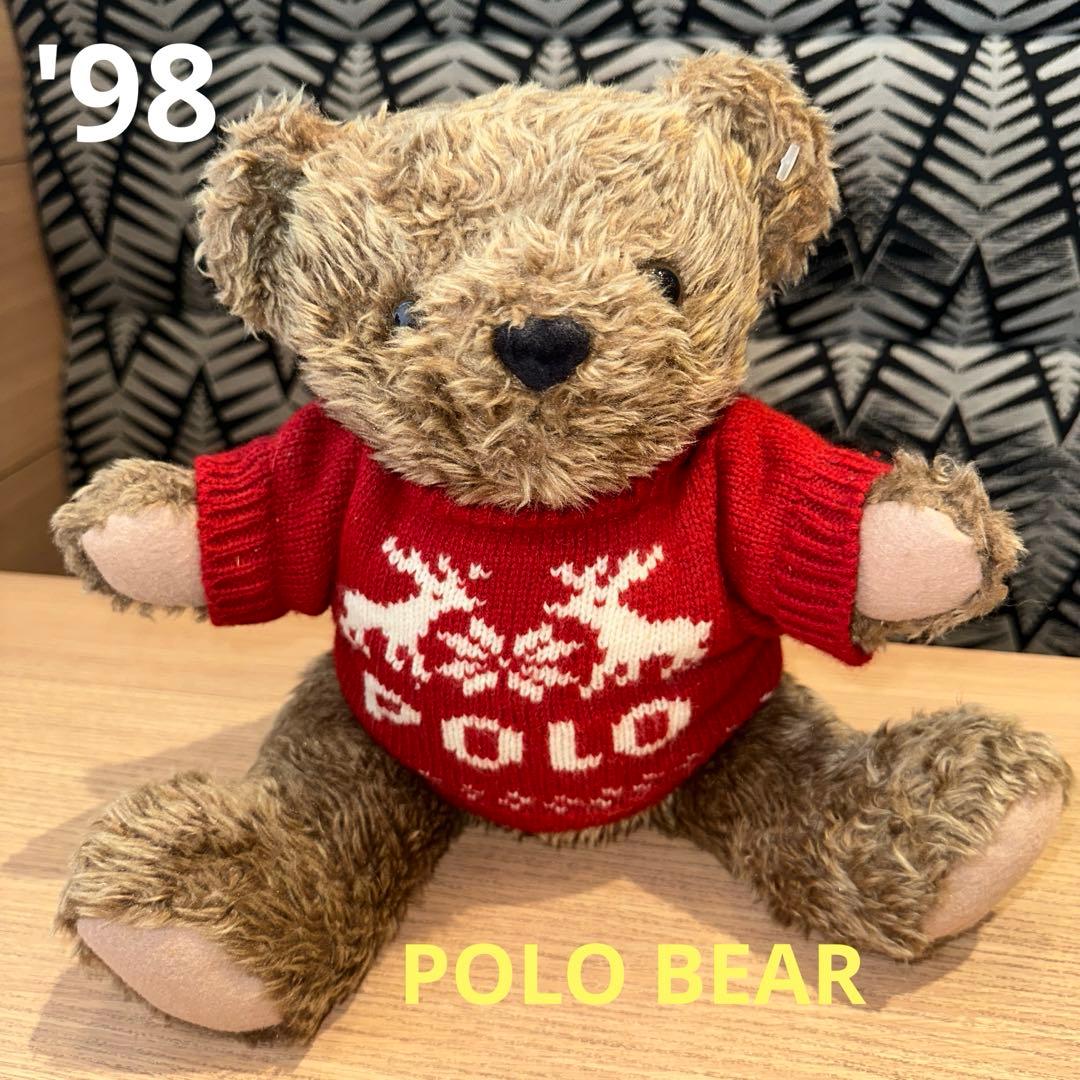 98 ラルフローレン ポロベア ぬいぐるみ 美品 37cm ブラウンカラー