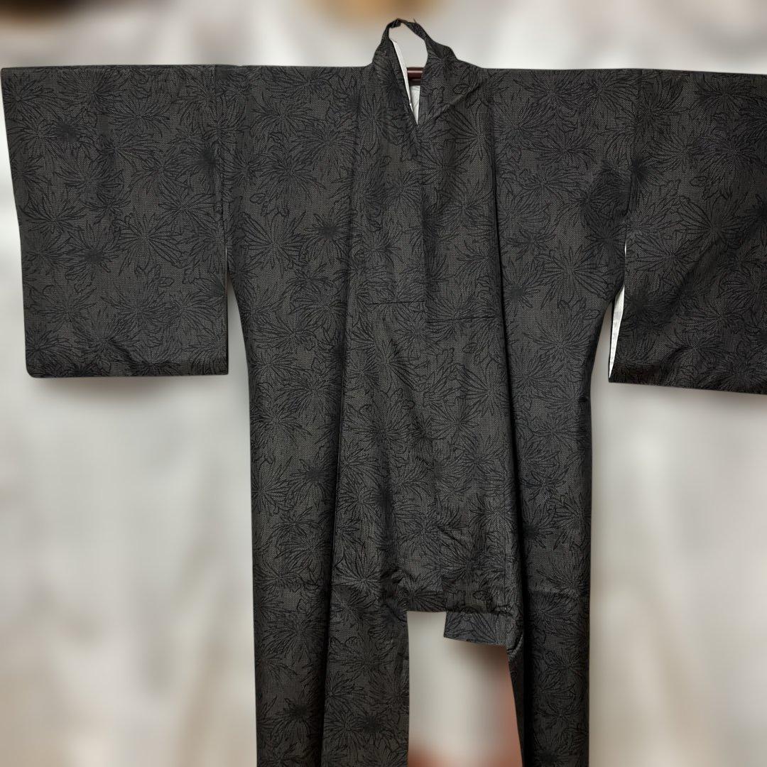 さんび】シルック 洗える着物 大島紬風 袷 広襟 水洗い済み 2512 c-9