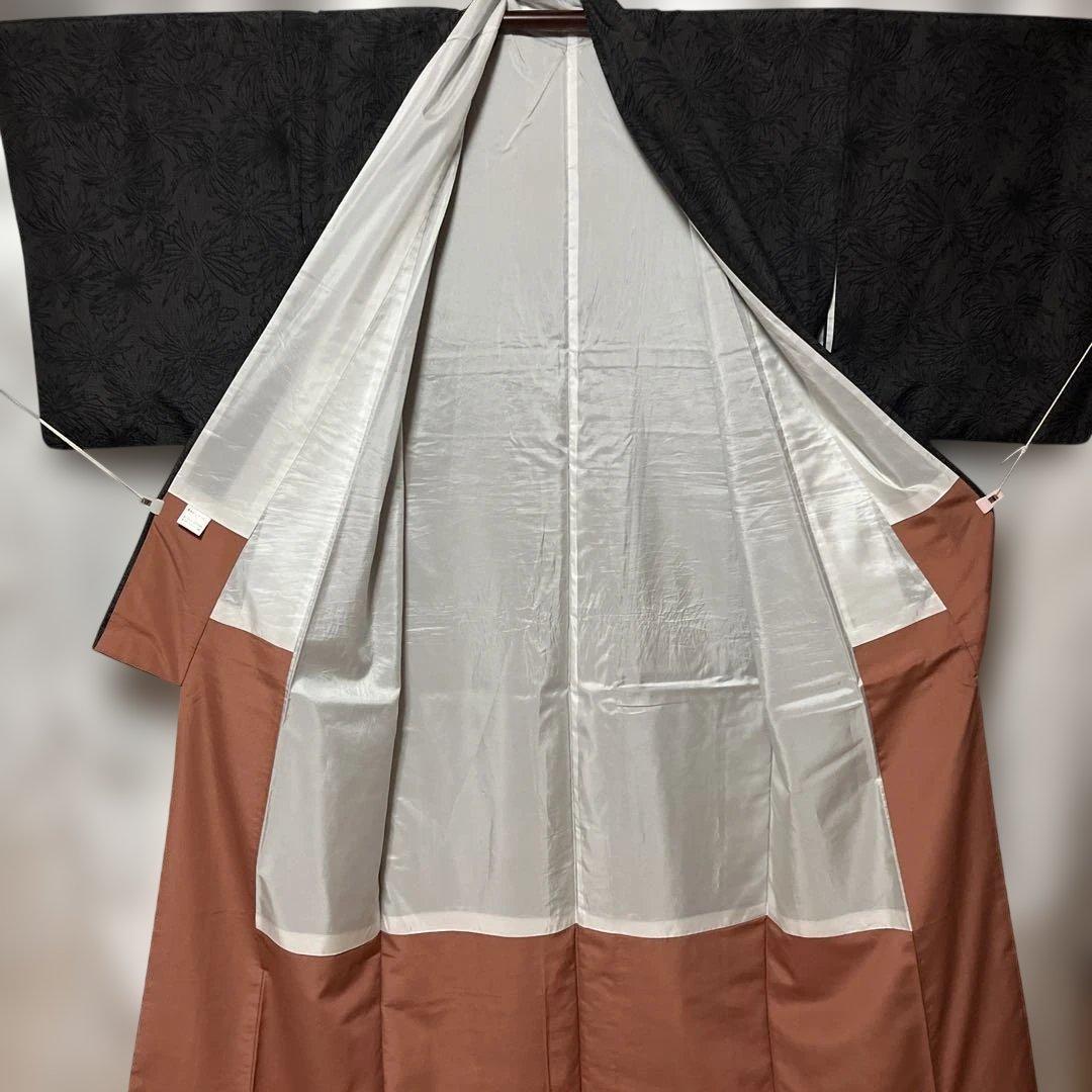 さんび】シルック 洗える着物 大島紬風 袷 広襟 水洗い済み 2512 c-9