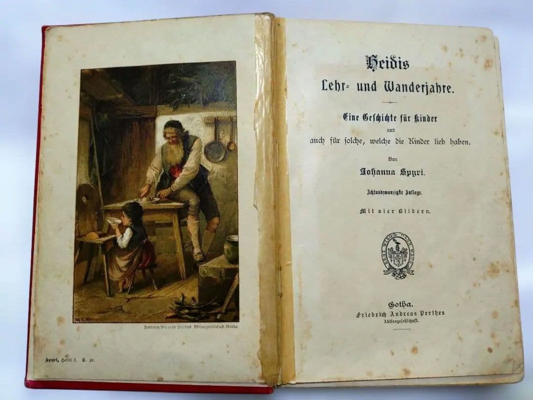 アンティーク洋書】ハイジ ドイツ語版 1900年代初頭 古書 インテリア