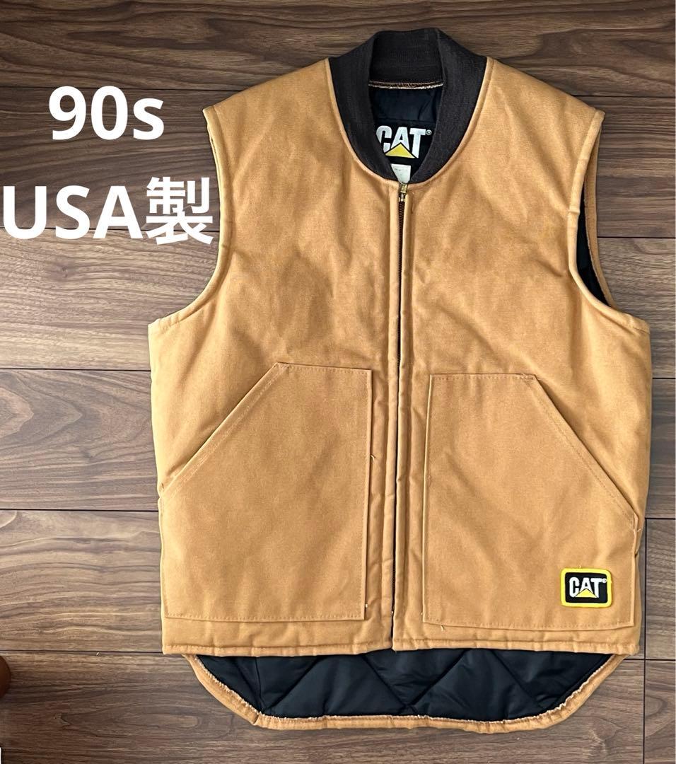 USA製 90s CAT ダックベスト キャタピラー 中綿 アメリカ制 米国製