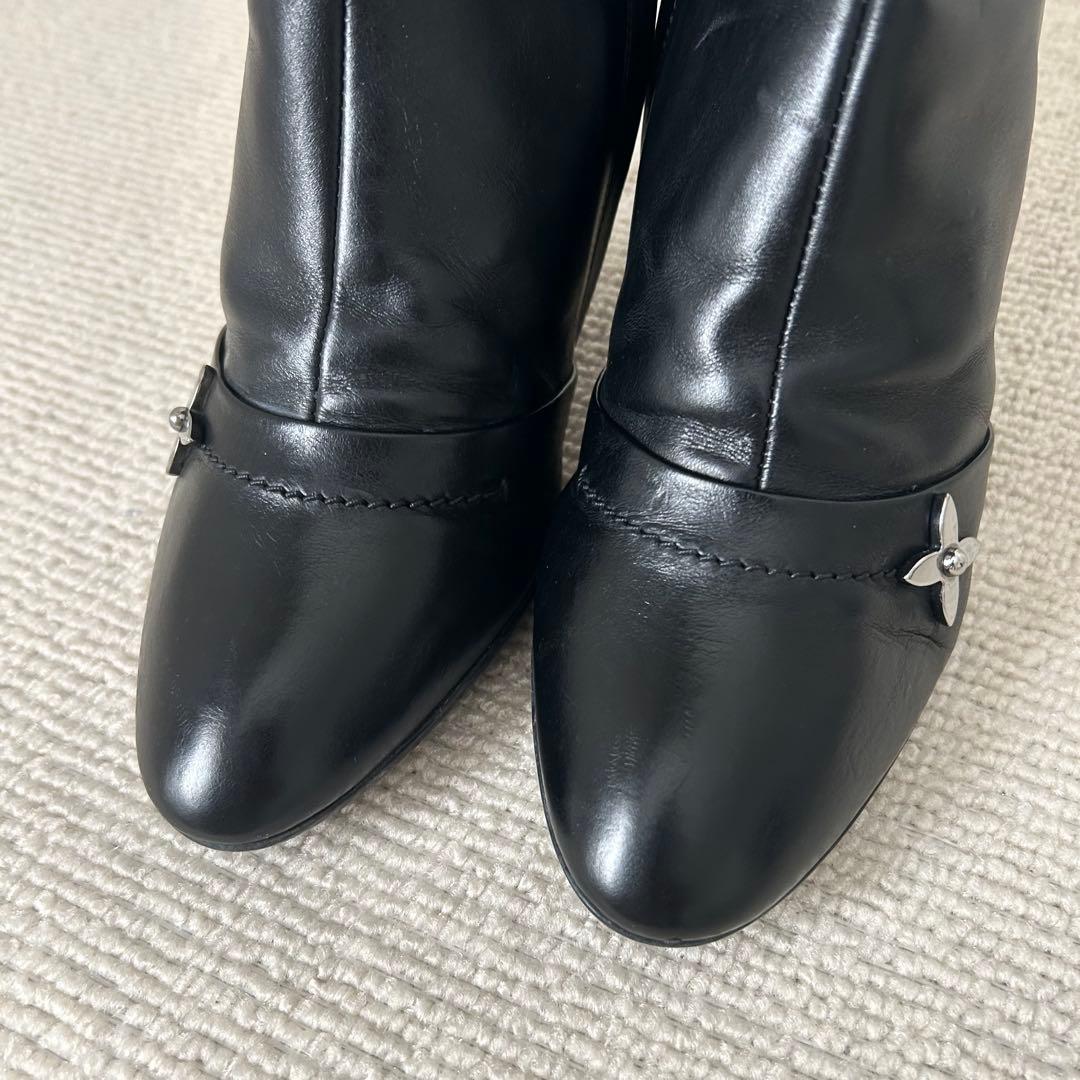 美品 ルイヴィトン ロングブーツ レザー 黒 23.5cm 36.5