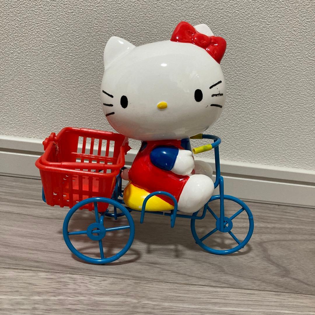 ハローキティ 自転車 陶器 貯金箱 昭和レトロ