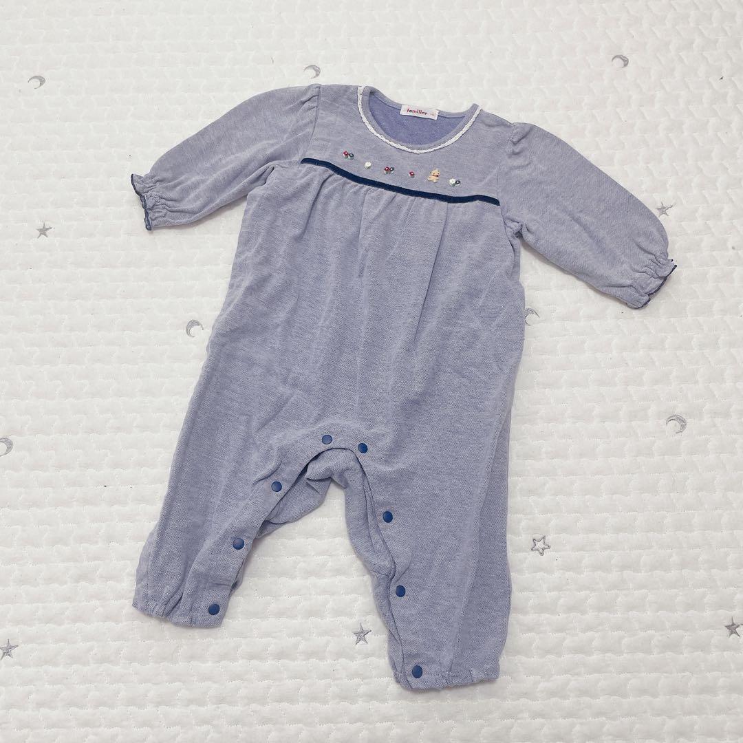 極美品 ファミリア ロンパース 鹿子 水色 70 - メルカリ