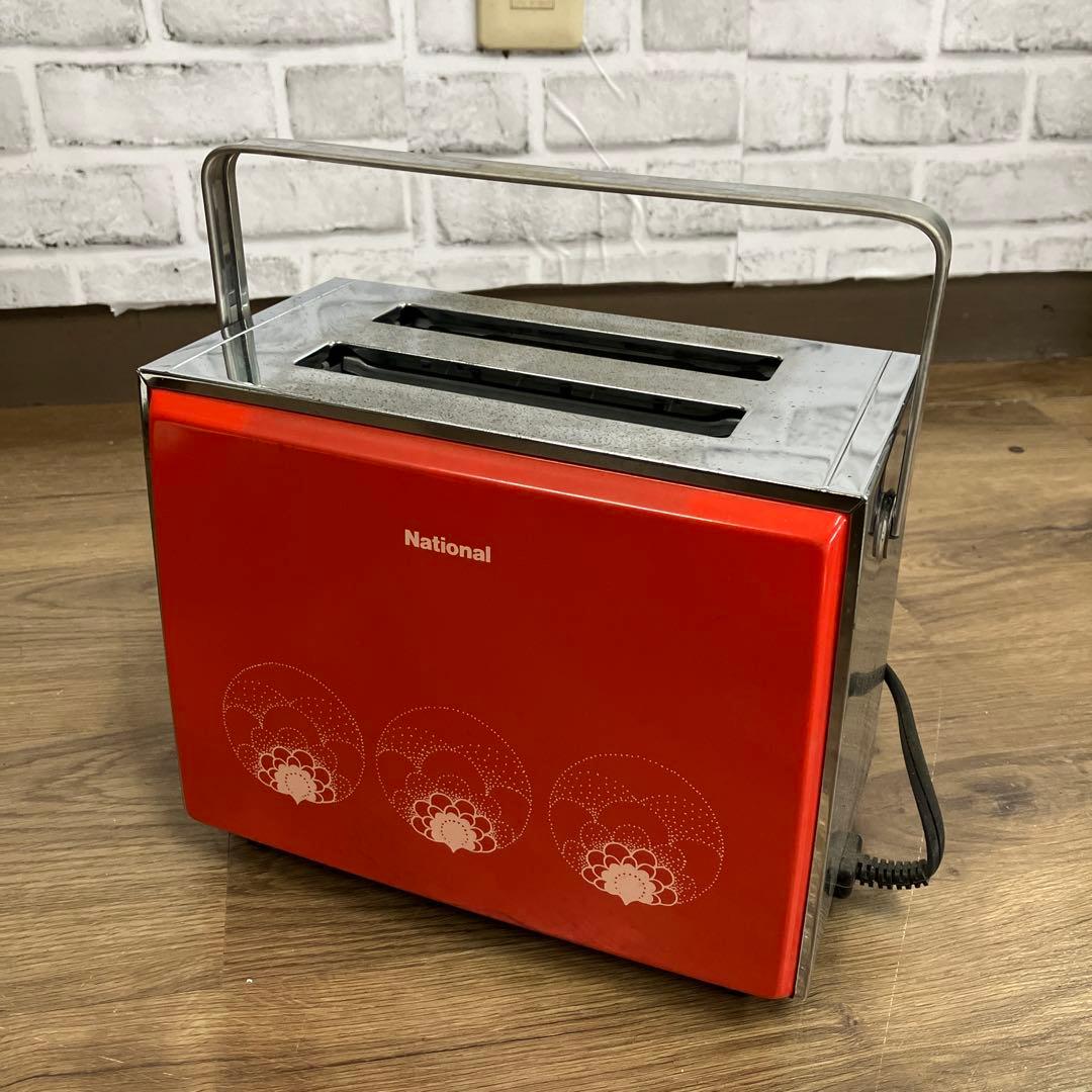 C-4 ジャンク品 昭和レトロ ナショナル 電気トースター NT-665 レッド