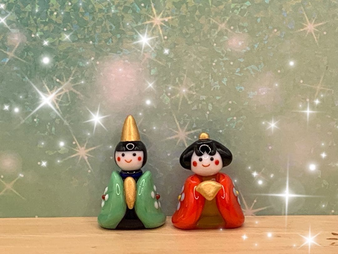 可愛い*°♡うららか雛☆ミニチュア ガラス細工☆ひな祭り 桃の節句
