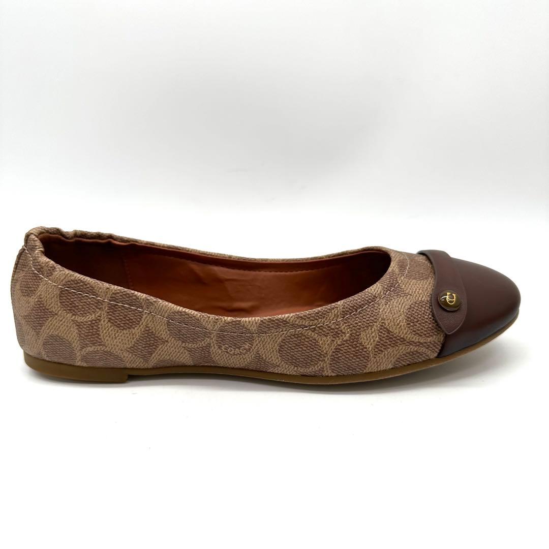 〈新品〉COACH コーチ【24.5cm】シグネチャー コンビ フラットシューズ