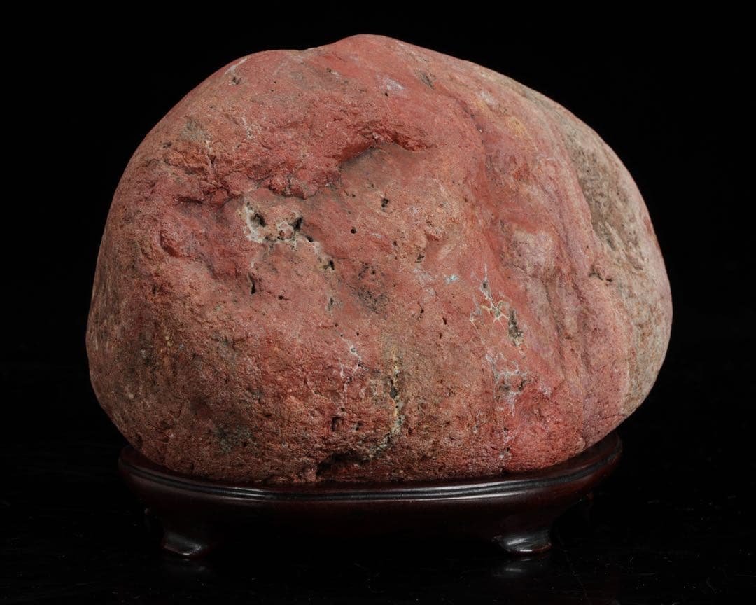 赤玉石 赤石 碧玉 在銘台座付 2.3kg 鑑賞石 原石 天然石 飾石