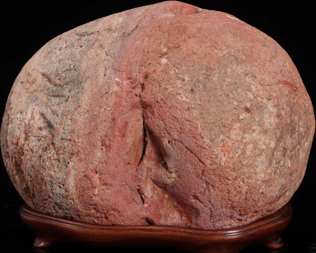 赤玉石 赤石 碧玉 在銘台座付 2.3kg 鑑賞石 原石 天然石 飾石