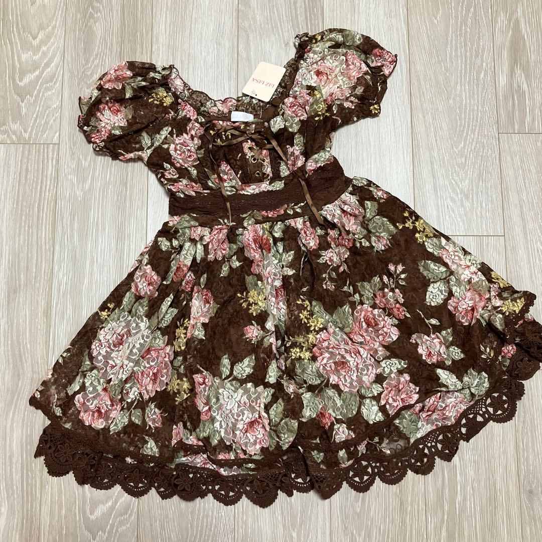 新品未使用♪リズリサ♪ワンピース♪ローズ♪薔薇柄レース♪ - メルカリ