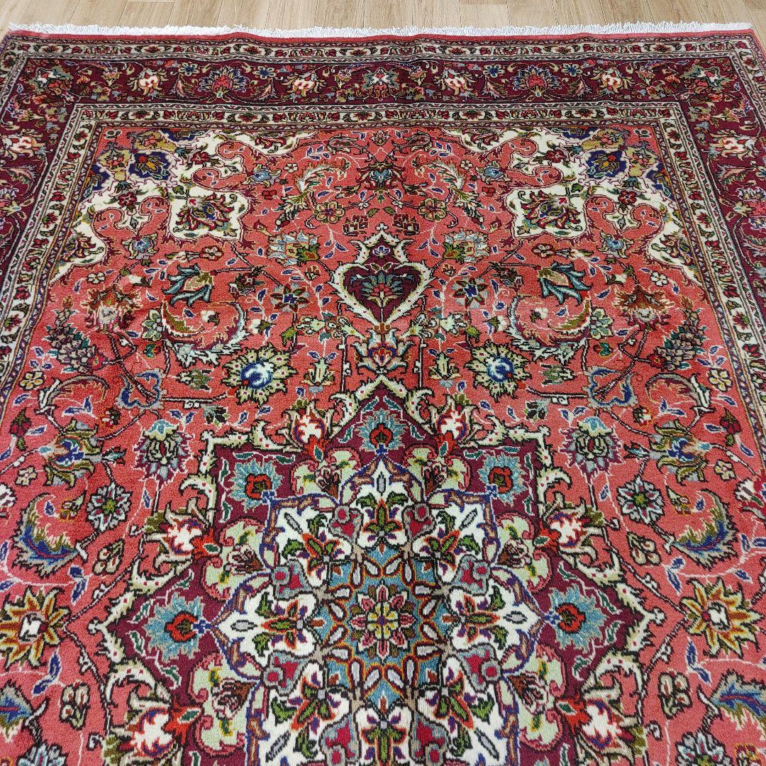 ペルシャ絨毯 302x197 手織り 美術品 タブリーズ産 クリーニング済み