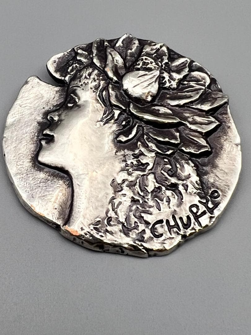 海】蓮の少女 横顔 ブローチ ペンダント 佐藤忠良作 佐川美術館 元