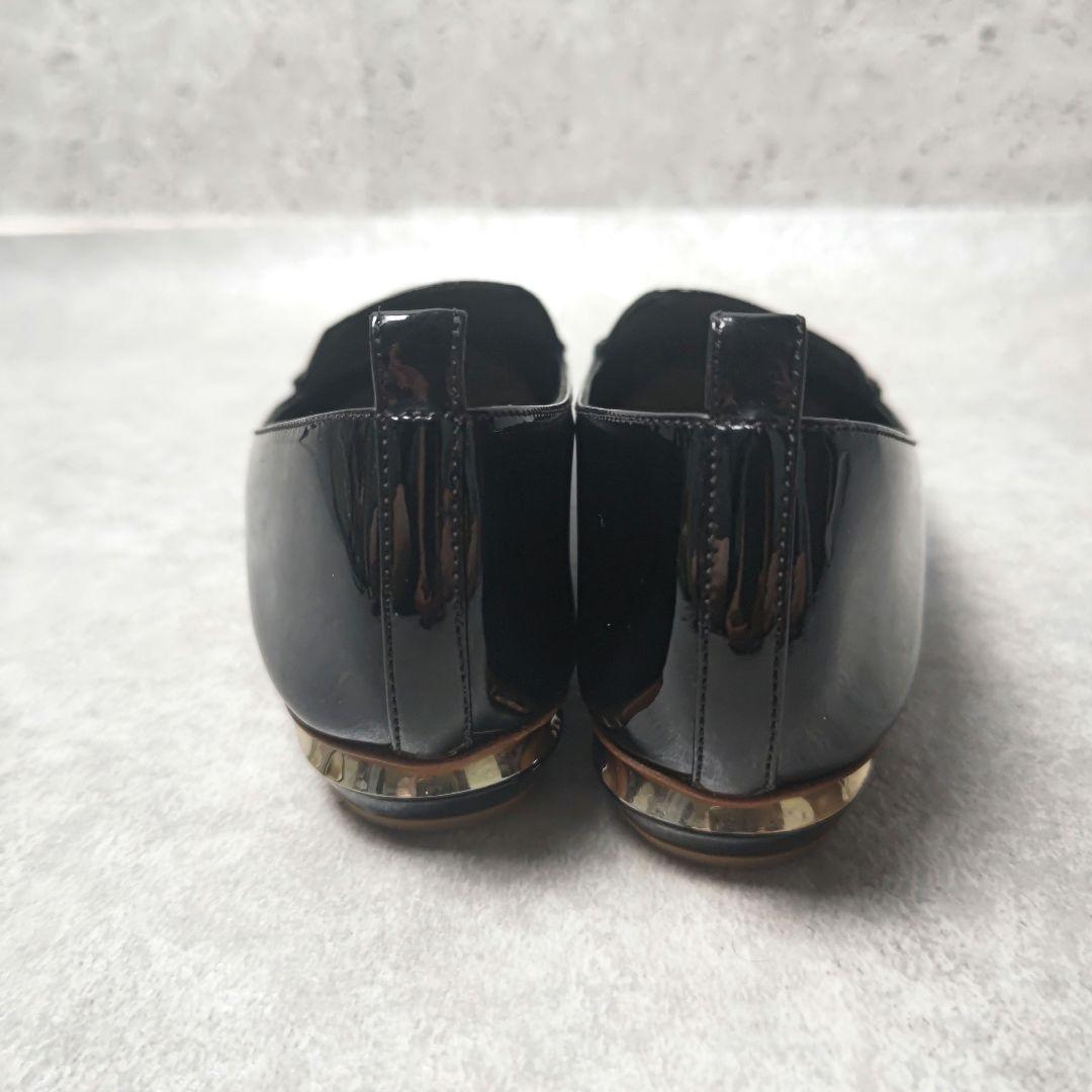 ニコラスカークウッド エナメル パンプス フラット 23.5cm ブラック