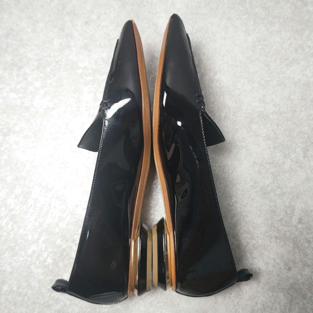 ニコラスカークウッド エナメル パンプス フラット 23.5cm ブラック