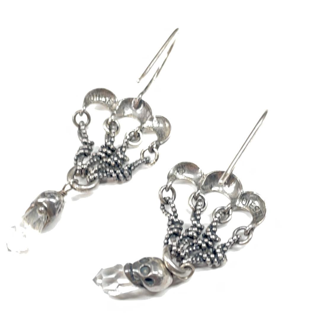 4110 ディーゼル シルバーピアス ドクロ ストーン SILVER925スカル