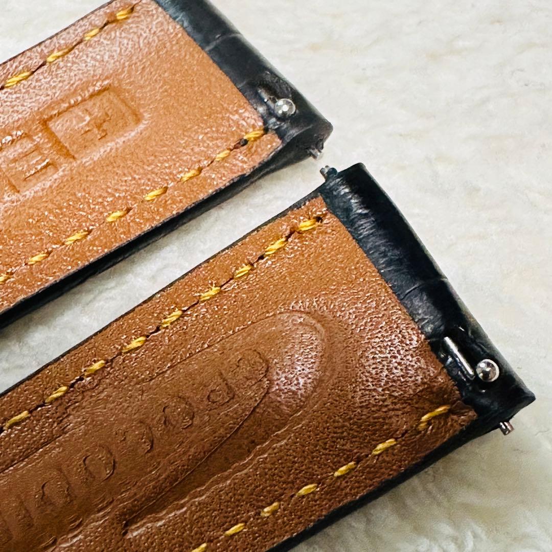 2004#19mm-16mmブラック☆本物クロコダイル腕時計用ベルト☆スイス製