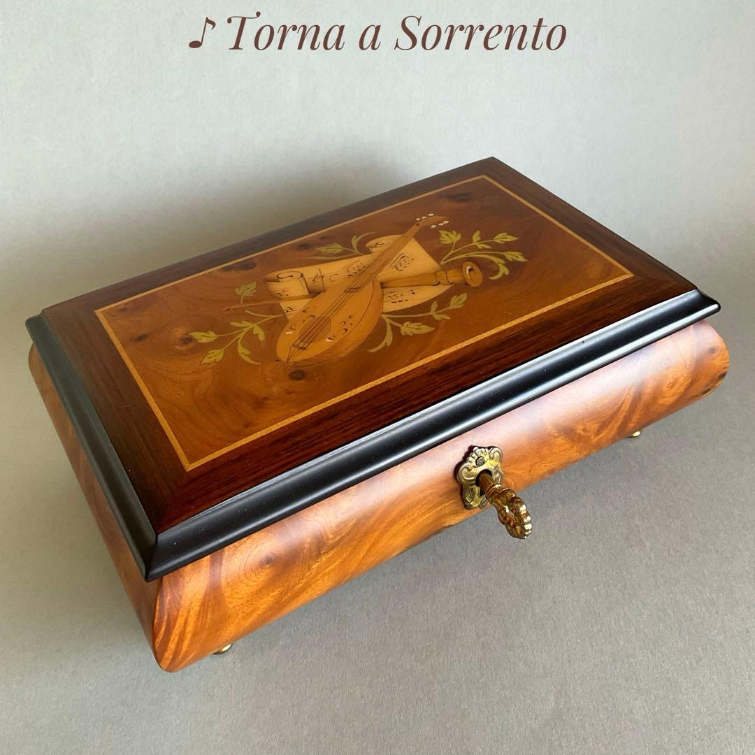 イタリア 象嵌細工 オルゴール 宝石箱 ソレント製 曲「帰れソレントへ