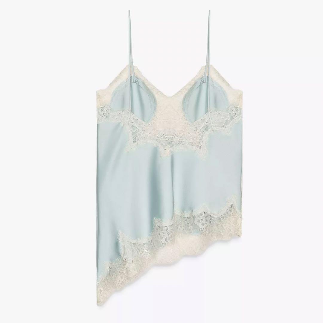 ZARA レーストリムキャミソール ライトブルー - メルカリ