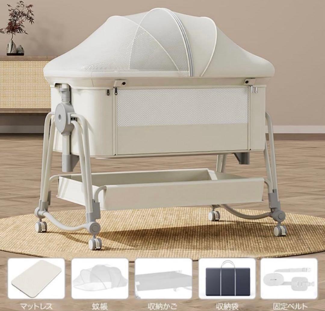 kino linpo ベビーベッド キャスター付き ホワイト - メルカリ
