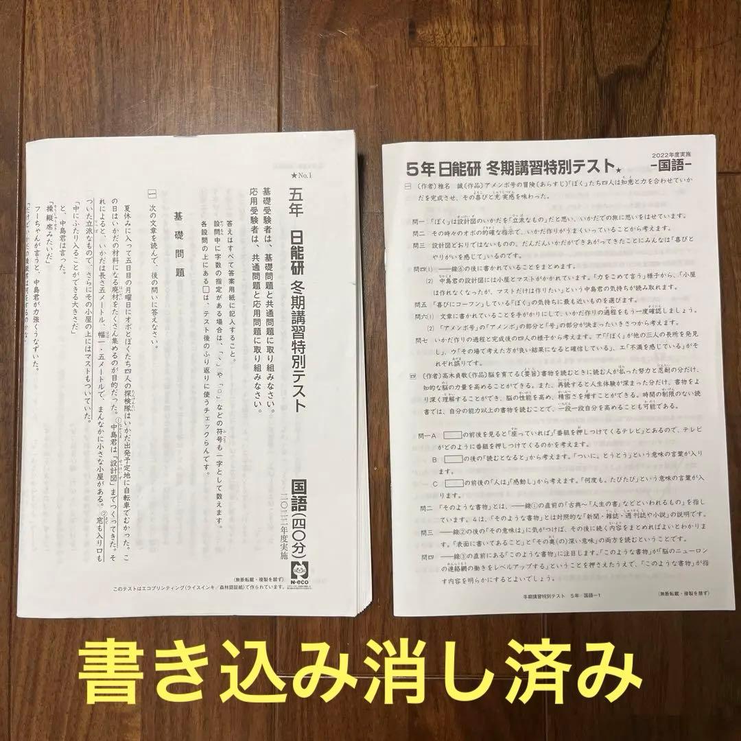 日能研5年 2022年度冬期講習特別テスト - メルカリ