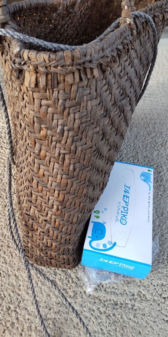 特大 山葡萄編み カバン バッグ 昭和レトロ アンティーク 骨董