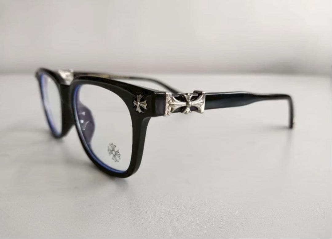伊達メガネ クロムハーツ好き 黒縁 サングラス Y2K度付対応 クロス