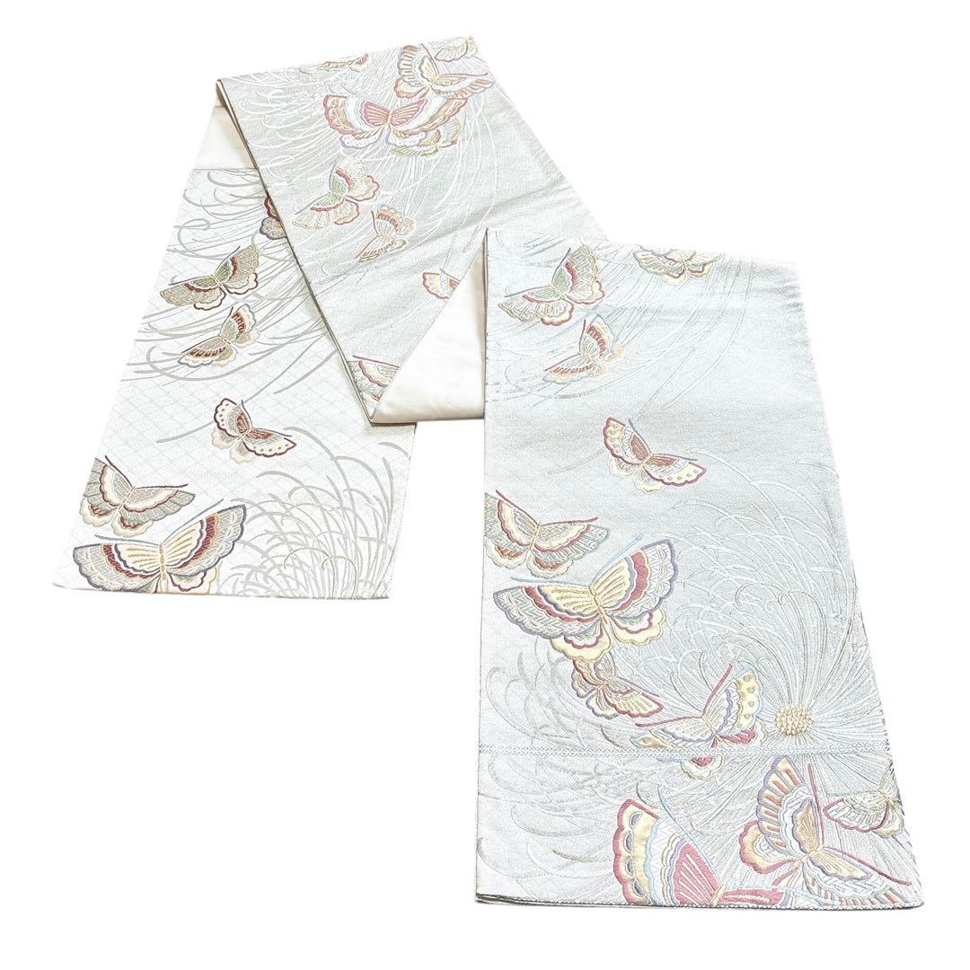 AA19袋帯 六通柄 金銀糸 唐織 蝶紋 正絹 着物 - メルカリ