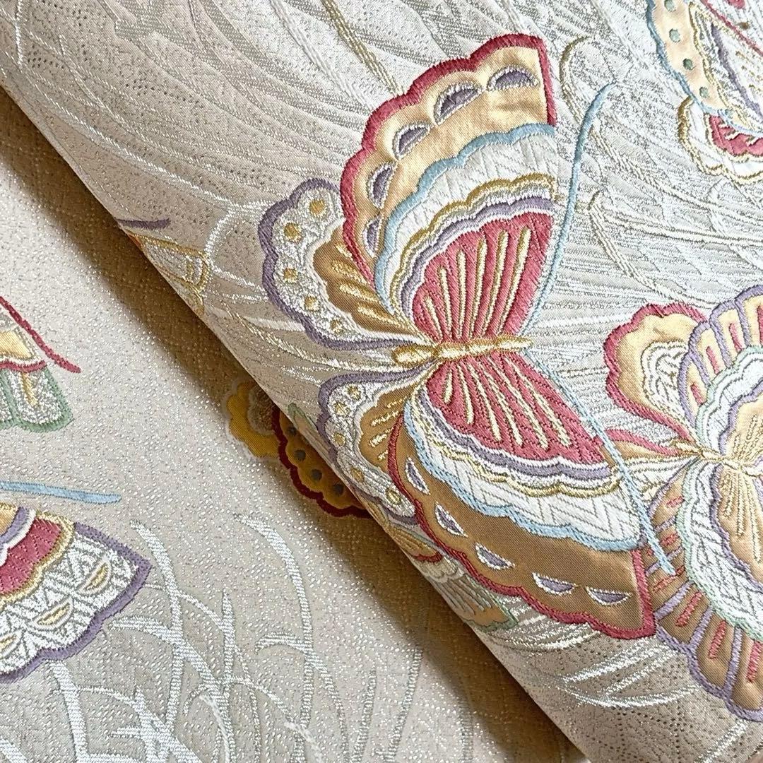 AA19袋帯 六通柄 金銀糸 唐織 蝶紋 正絹 着物 - メルカリ