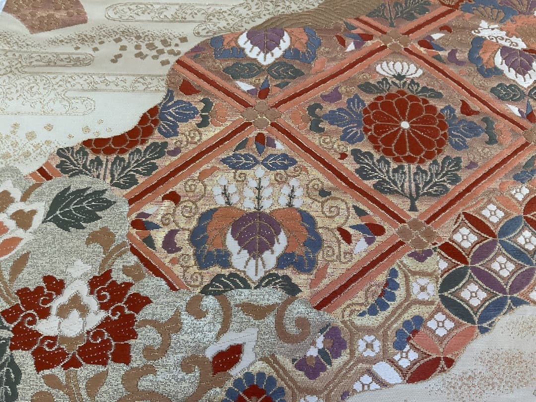 付下げ フルセット 縫紋付 丸に橘 正絹 六通柄袋帯 帯揚げ 帯締め