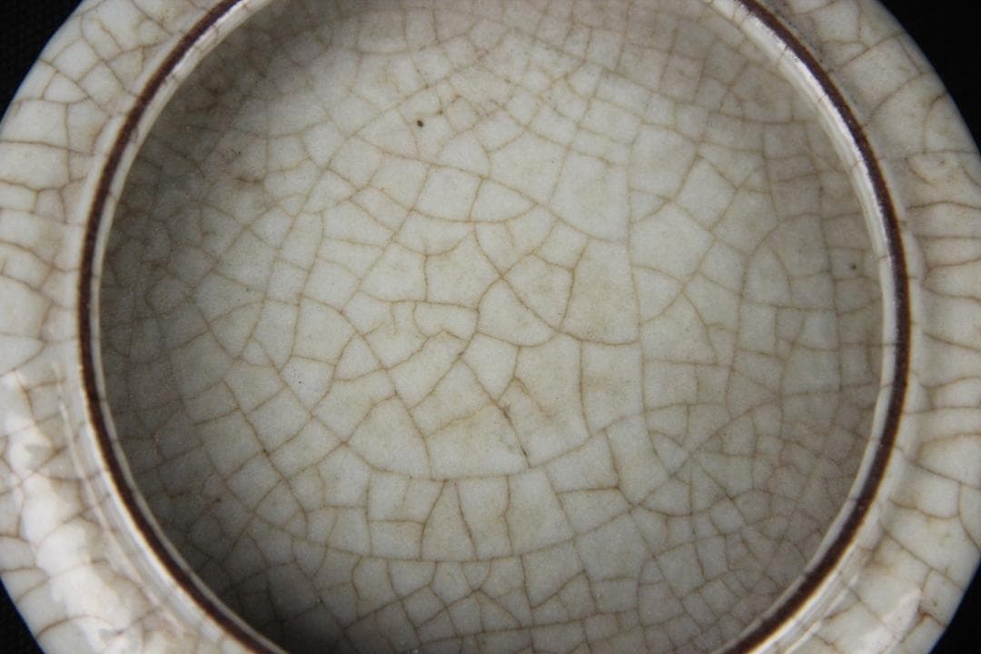 中国古美術 唐物 時代物 清朝期 哥釉 水盂 文房具 陶磁器 NX23-2