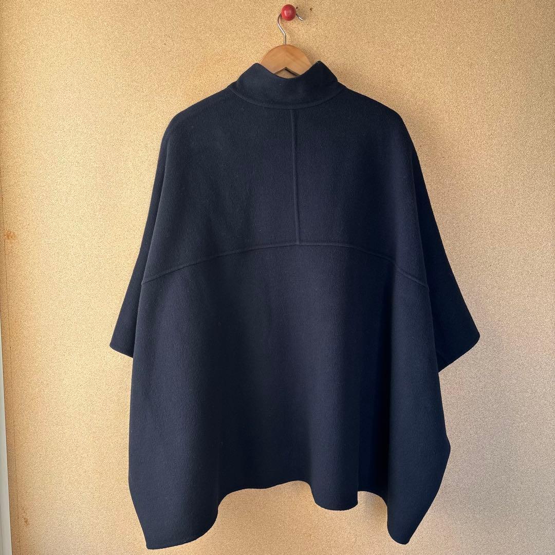 スローブイエナ スタンドカラーダブルフェイスポンチョ ネイビー 完売