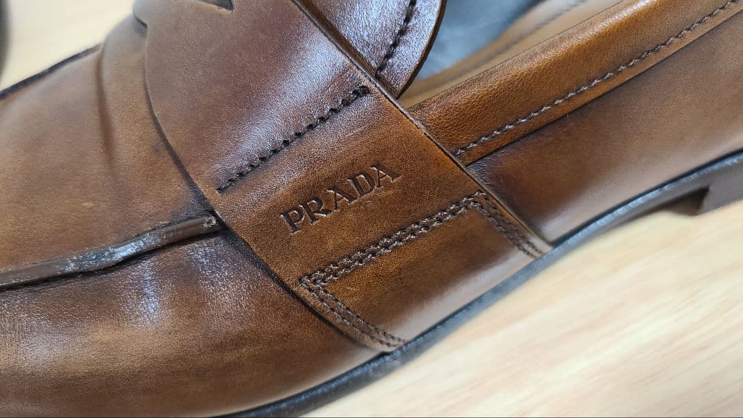 PRADA 本革ブラウンレザーシューズ ローファー ビジネスシューズ
