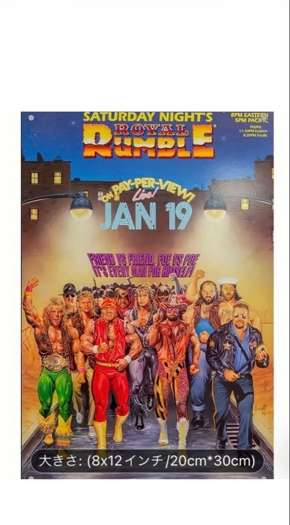 WWE☆ロイヤルランブル 1991☆ブリキ看板☆20×30センチ☆A4☆プロレス