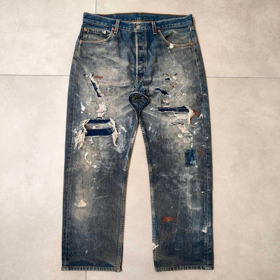 usa製 ビンテージ リーバイス 501 グランジデニム パッチワーク ダメージ