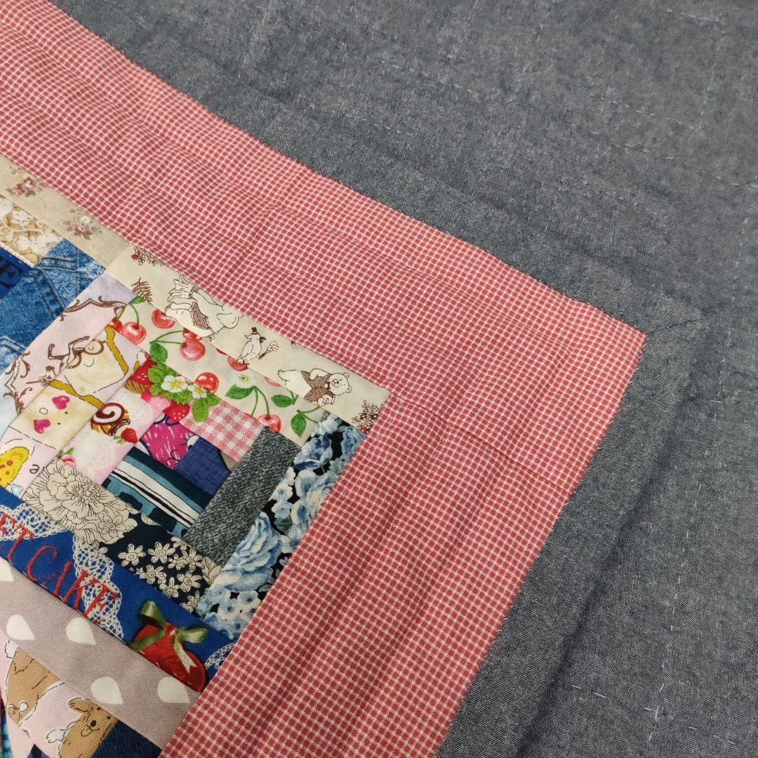 ハンドメイド パッチワーク ベッドカバー マルチカバー ログキャビン