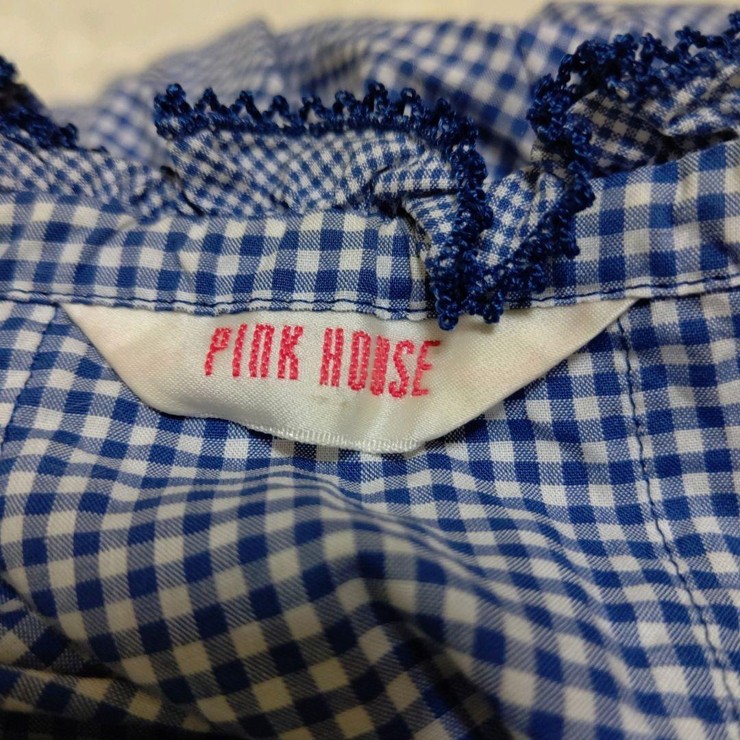 PINK HOUSE】M～L相当ギンガムチェックキャミソール ピコフリルリボン