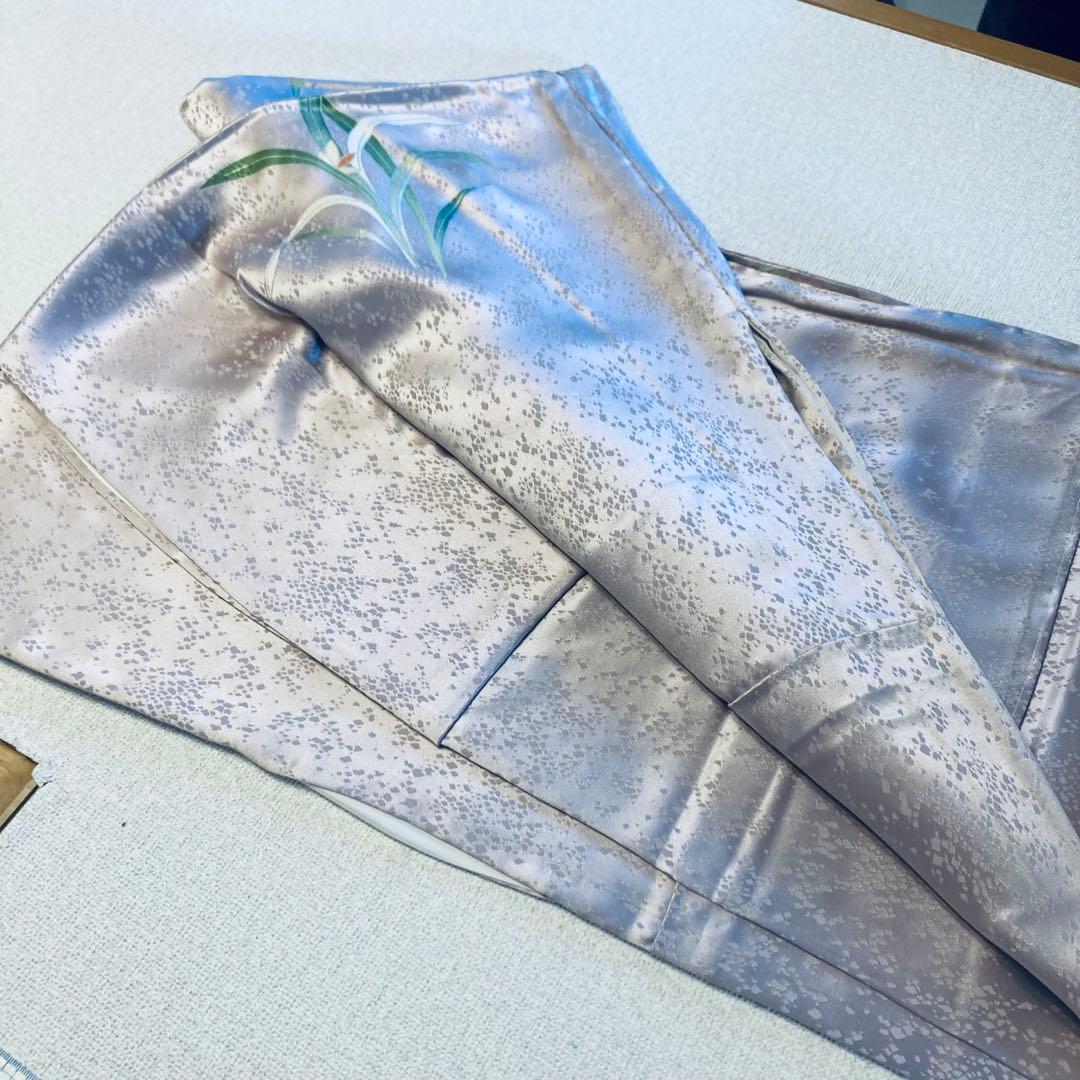 靖 122717宅　綸子　訪問着　袷　水仙　着物