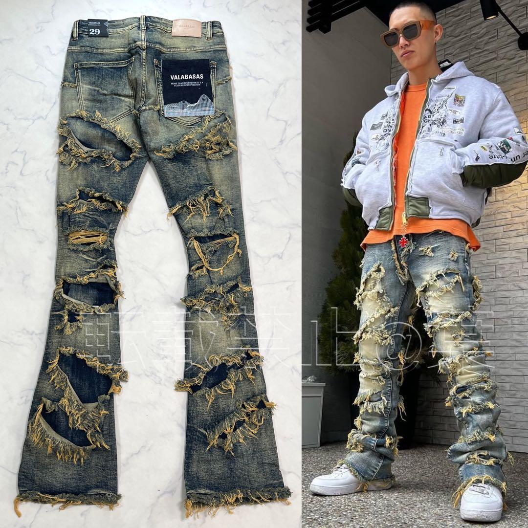 VALABASASバラバサス ハードクラッシュ スキニーフレアデニム 新品 29