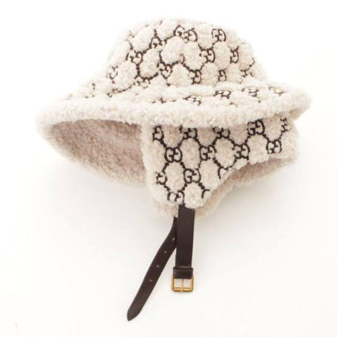GUCCI 2020AWイヤーフラップファーハットベルト付 ホワイトL - メルカリ