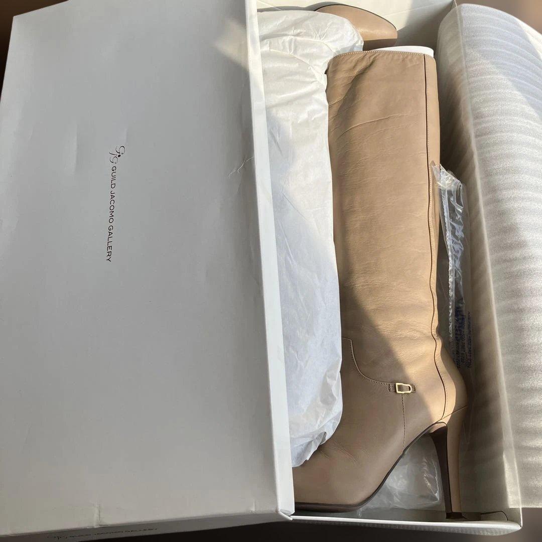 GUILD JACOMO ベージュ レザー ロングヒールブーツ　23.5cm