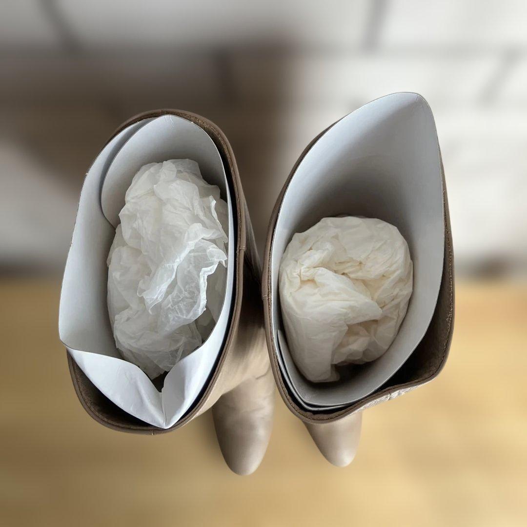 GUILD JACOMO ベージュ レザー ロングヒールブーツ　23.5cm