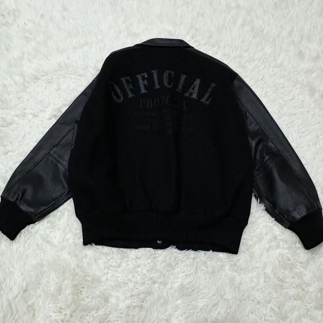 VANJAC ヴァンジャケット レザースタジャン 刺繍ワッペン 黒