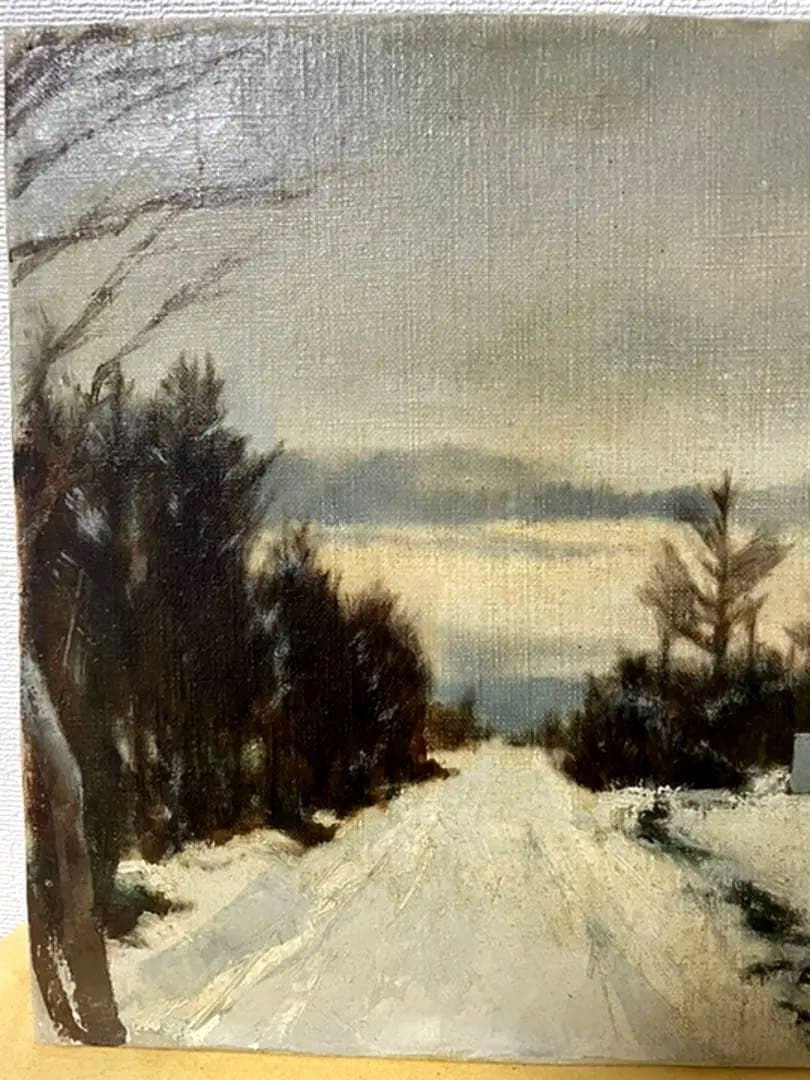 巨匠 野田弘志『道』油彩 カンヴァス M6 1974年作 原画 真作保証 1点